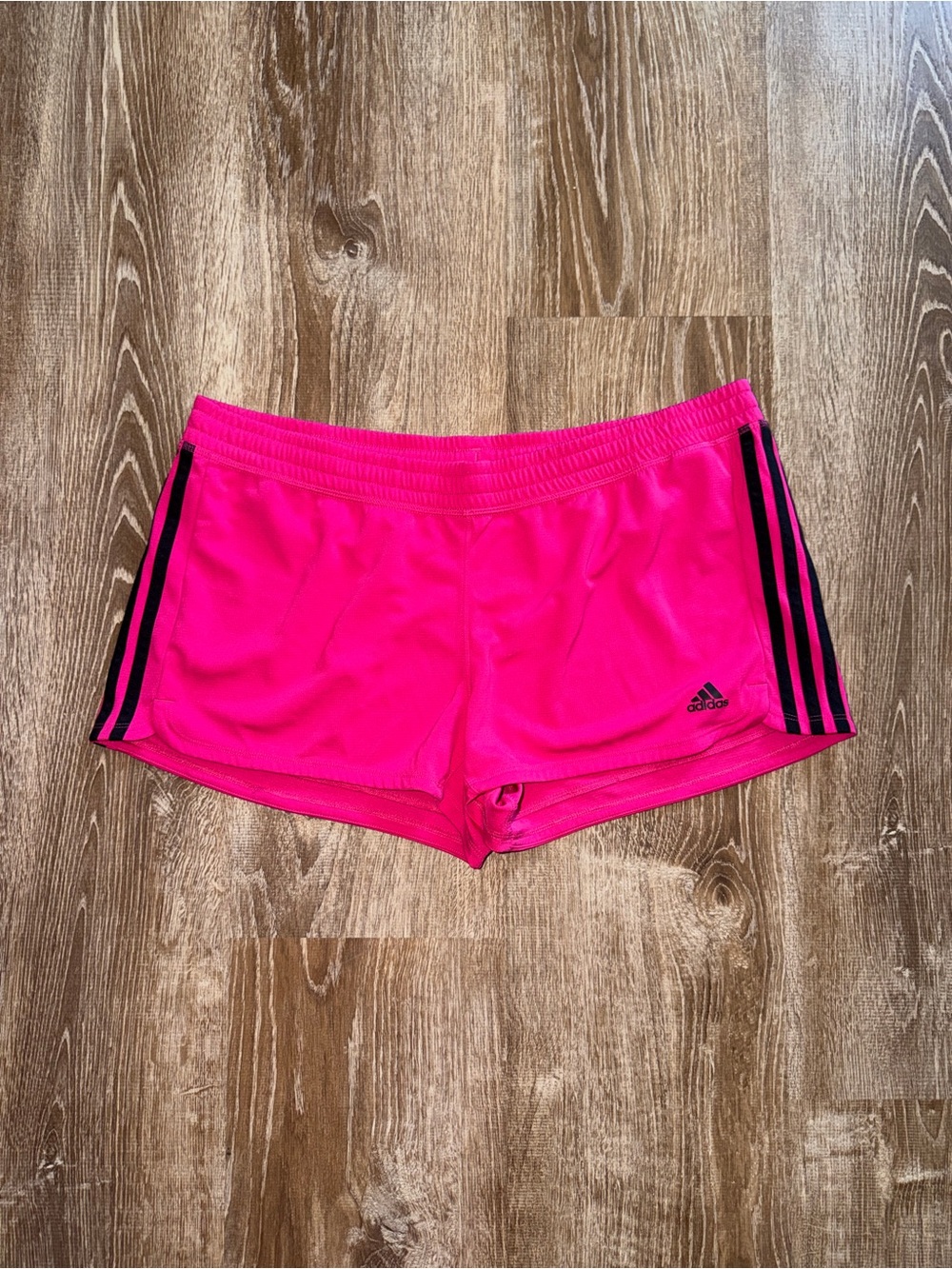 Y2K adidas Women's Hot Pink Athletic Shorts with Black Stripes